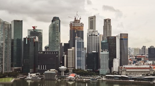 新加坡滨海湾金沙中心商业区天际线