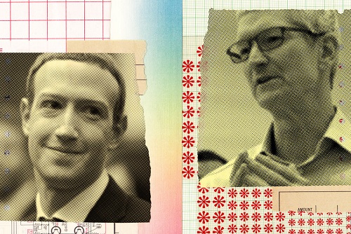 左：Facebook首席执行官马克·扎克伯格。右：苹果首席执行官蒂姆·库克