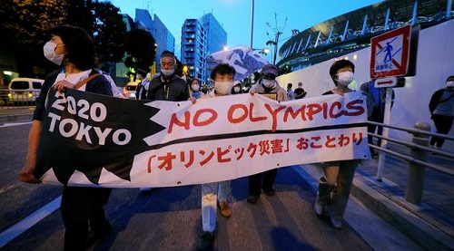 有团体举行示威要求在疫情未减缓前取消东京奥运会
