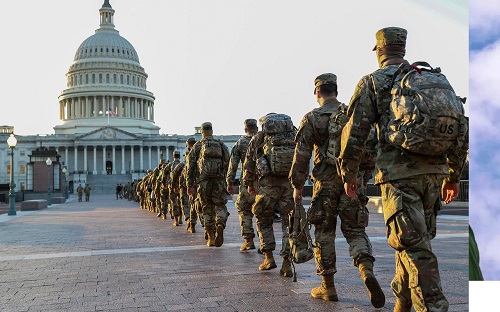 国民警卫队士兵于 2021 年 1 月 12 日抵达华盛顿的美国国会大厦