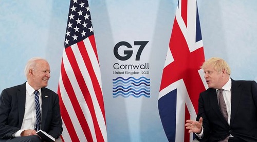 G7七大工业国组织峰会将在英国揭幕，会前美国总统拜登与英国约翰逊会面