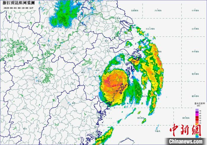 浙江降雨量监测图。　浙江省气象台提供 摄